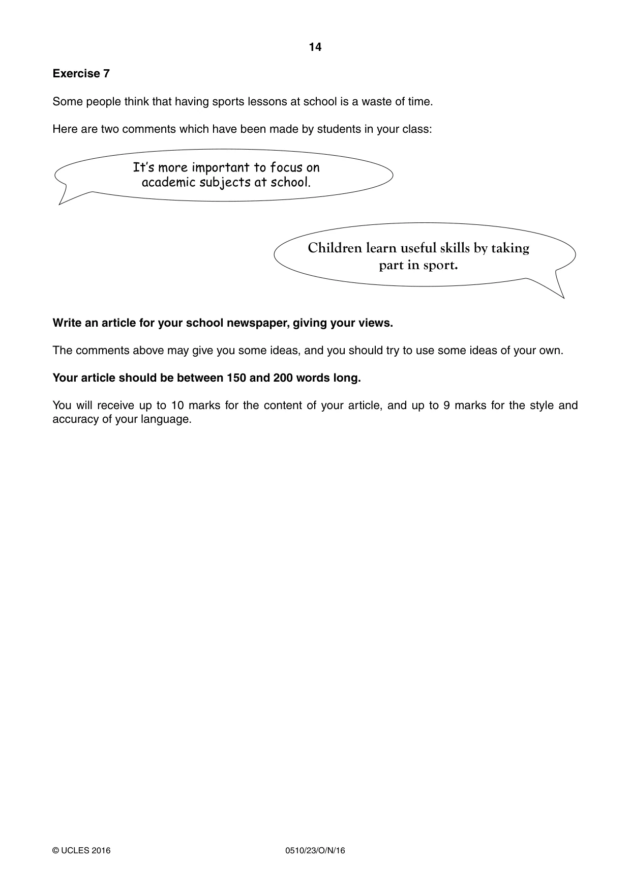 Cambridge IGCSE English - Second Language (oral endorsement) 0510 2016 Oct/Nov Paper 2 · Variant 3 question paper, page 14 of 16
