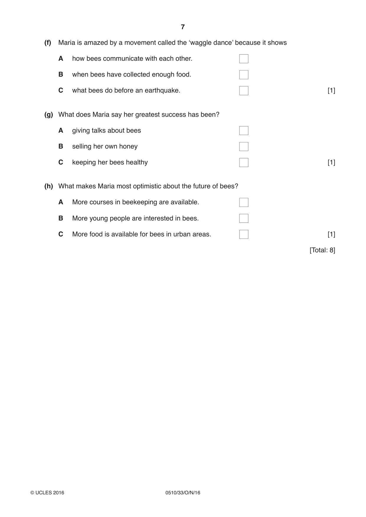 Cambridge IGCSE English - Second Language (oral endorsement) 0510 2016 Oct/Nov Paper 3 · Variant 3 question paper, page 7 of 8