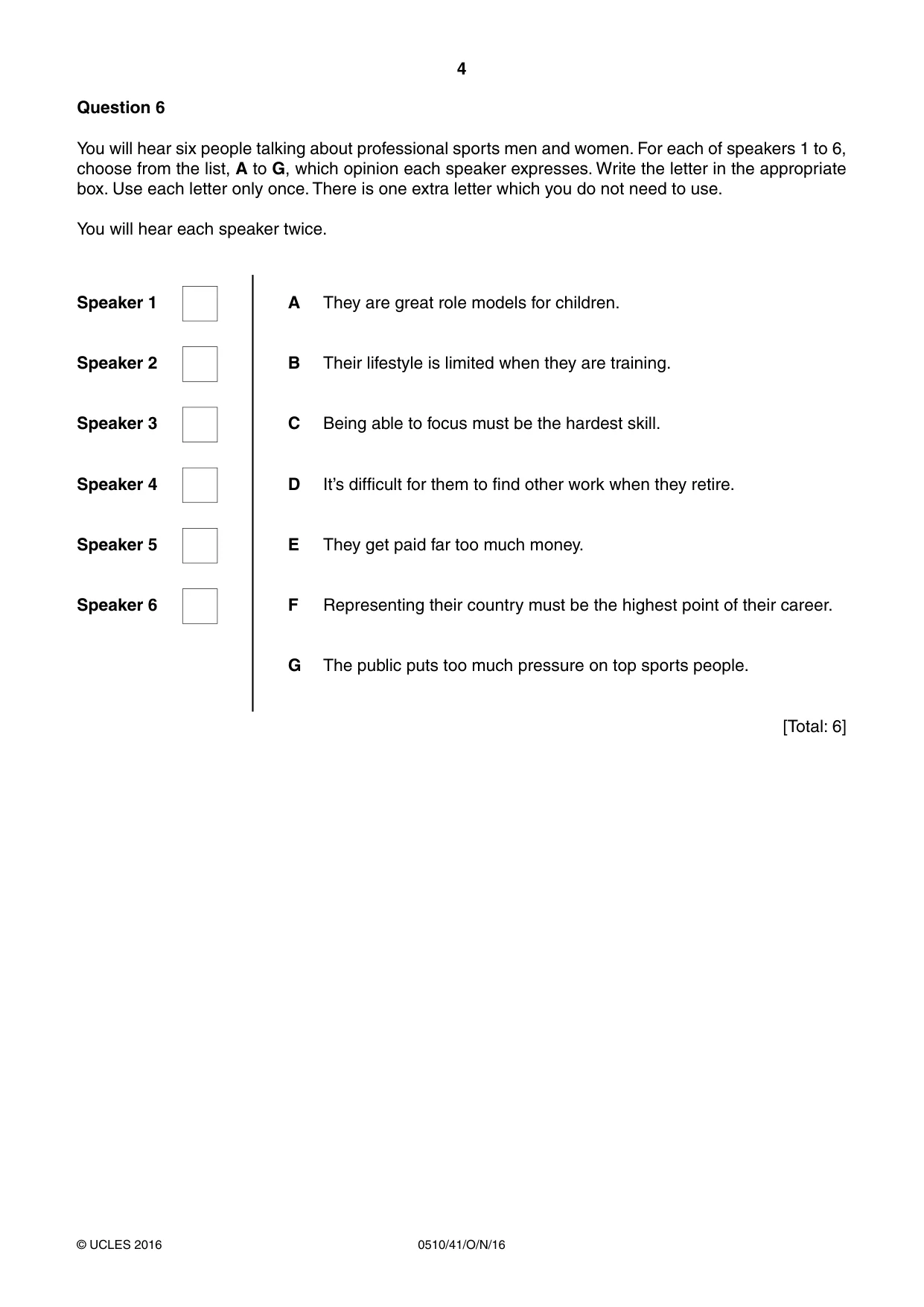 Cambridge IGCSE English - Second Language (oral endorsement) 0510 2016 Oct/Nov Paper 4 · Variant 1 question paper, page 4 of 12