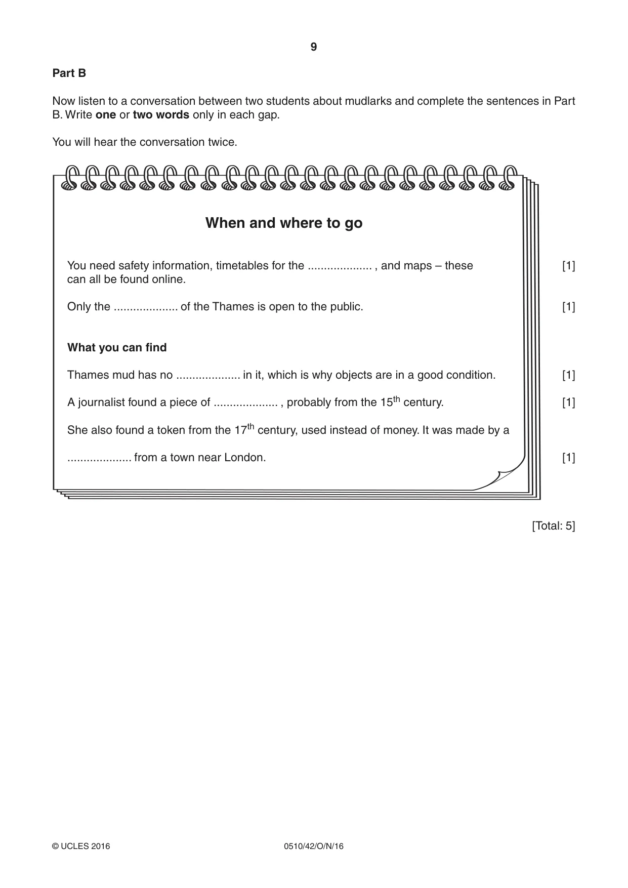Cambridge IGCSE English - Second Language (oral endorsement) 0510 2016 Oct/Nov Paper 4 · Variant 2 question paper, page 9 of 12