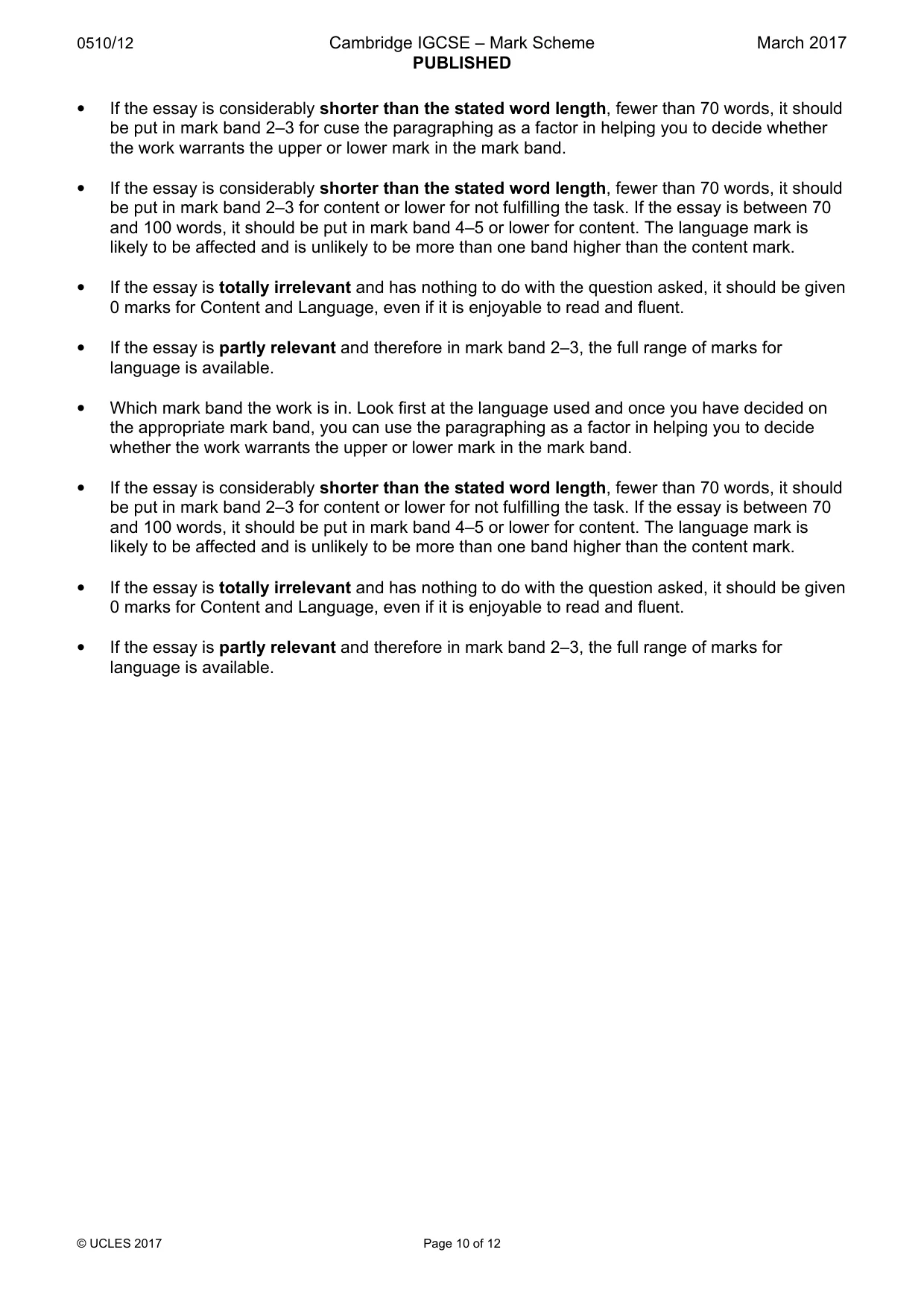 Mark scheme, page 10 of 12