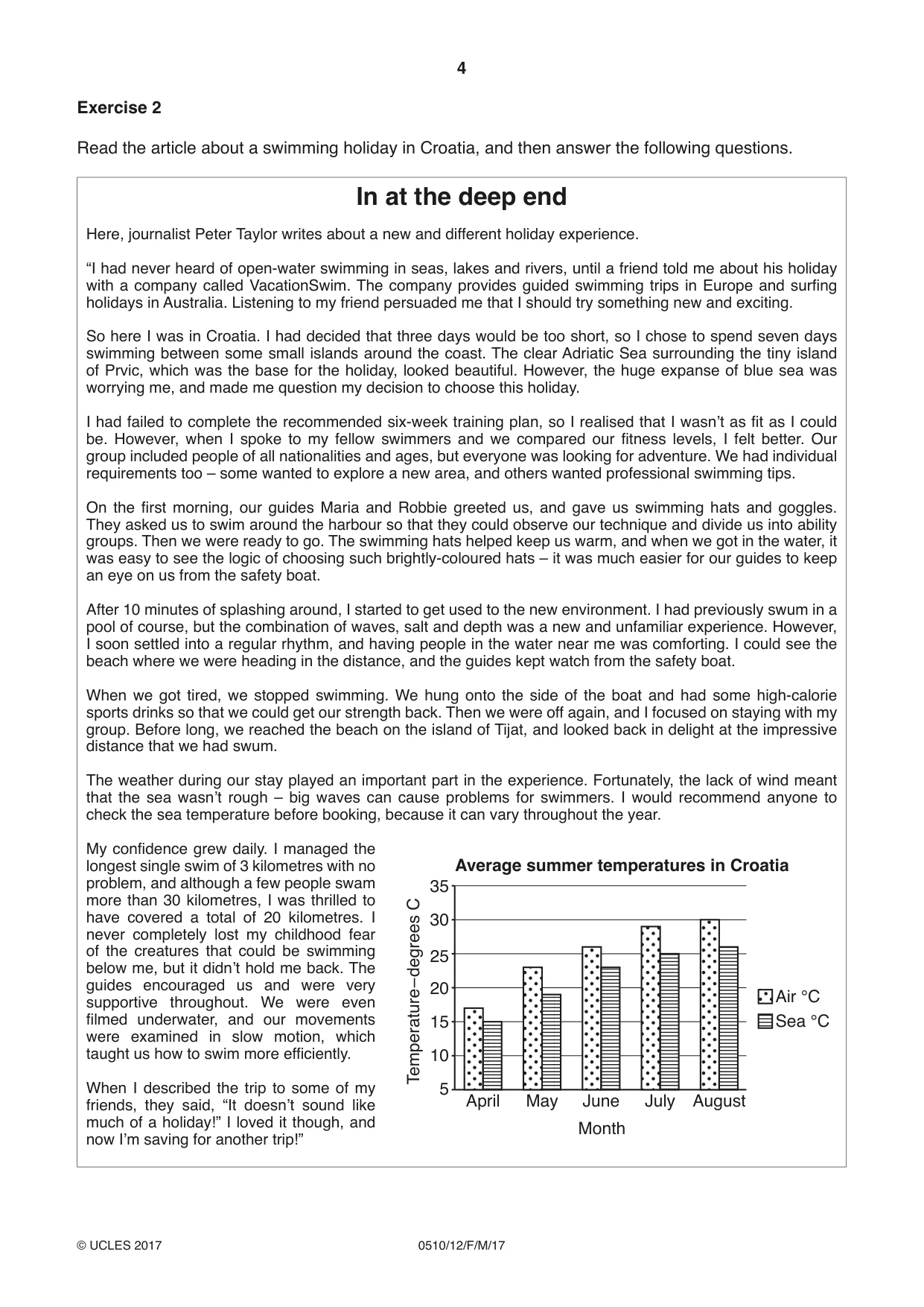 Cambridge IGCSE English - Second Language (oral endorsement) 0510 2017 Feb/March Paper 1 · Variant 2 question paper, page 4 of 16