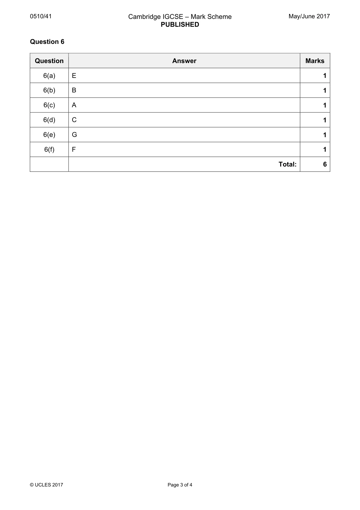 Mark scheme, page 3 of 4