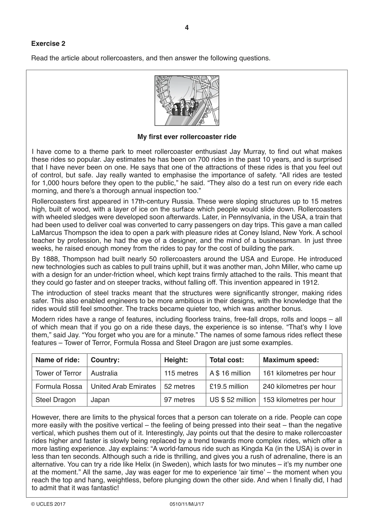 Cambridge IGCSE English - Second Language (oral endorsement) 0510 2017 May/June Paper 1 · Variant 1 question paper, page 4 of 16