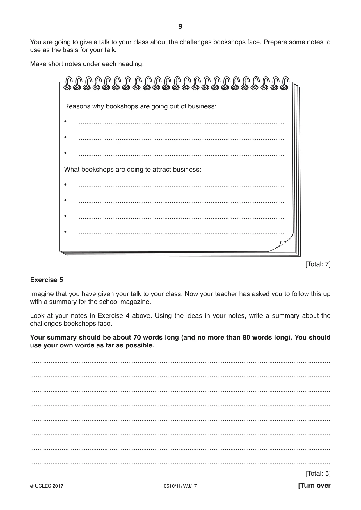 Cambridge IGCSE English - Second Language (oral endorsement) 0510 2017 May/June Paper 1 · Variant 1 question paper, page 9 of 16
