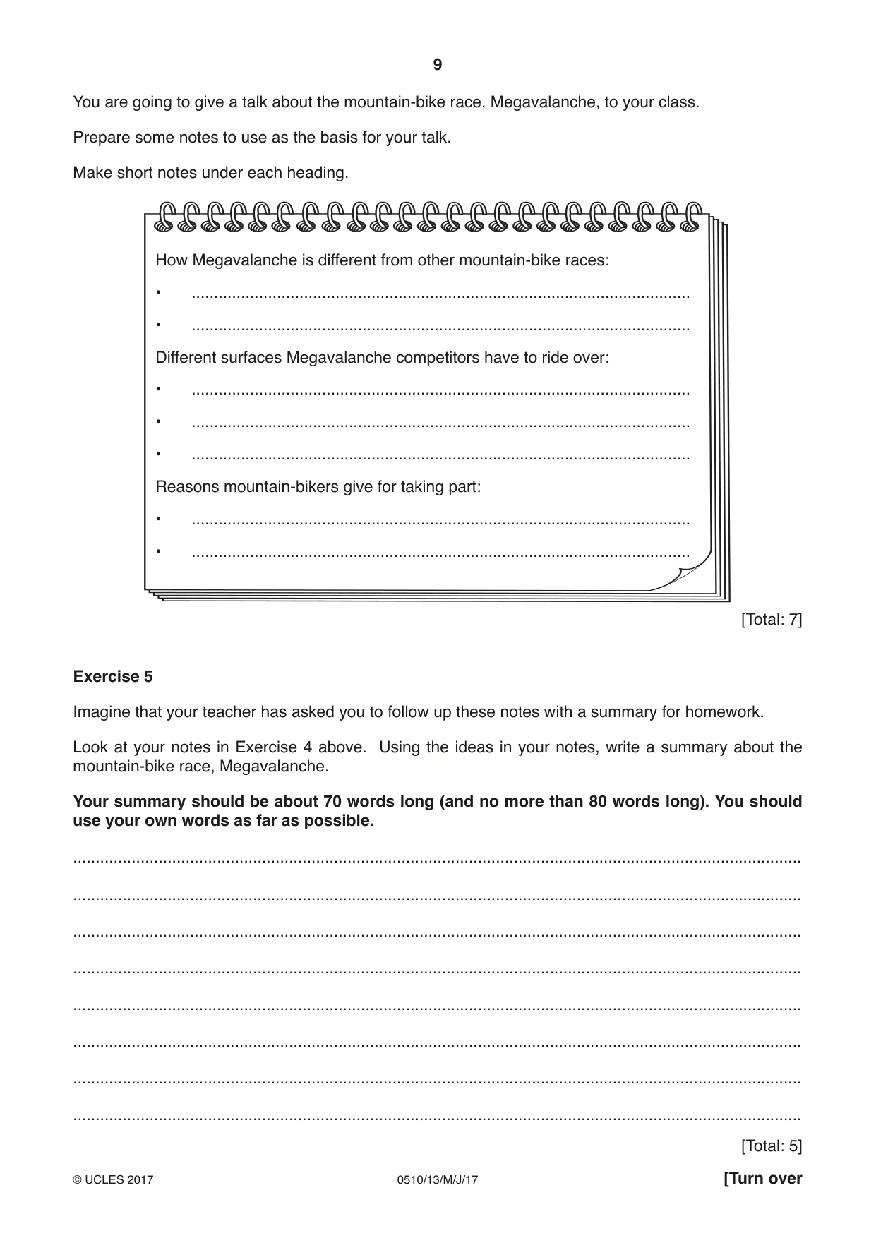 Cambridge IGCSE English - Second Language (oral endorsement) 0510 2017 May/June Paper 1 · Variant 3 question paper, page 9 of 16