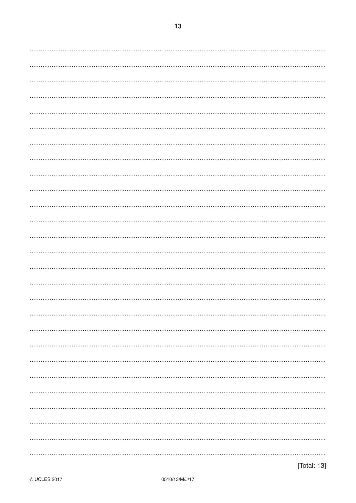Cambridge IGCSE English - Second Language (oral endorsement) 0510 2017 May/June Paper 1 · Variant 3 question paper, page 13 of 16