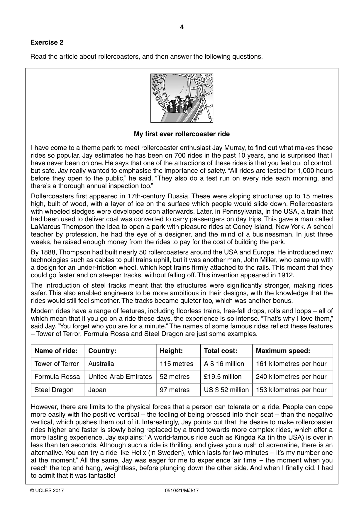 Cambridge IGCSE English - Second Language (oral endorsement) 0510 2017 May/June Paper 2 · Variant 1 question paper, page 4 of 16