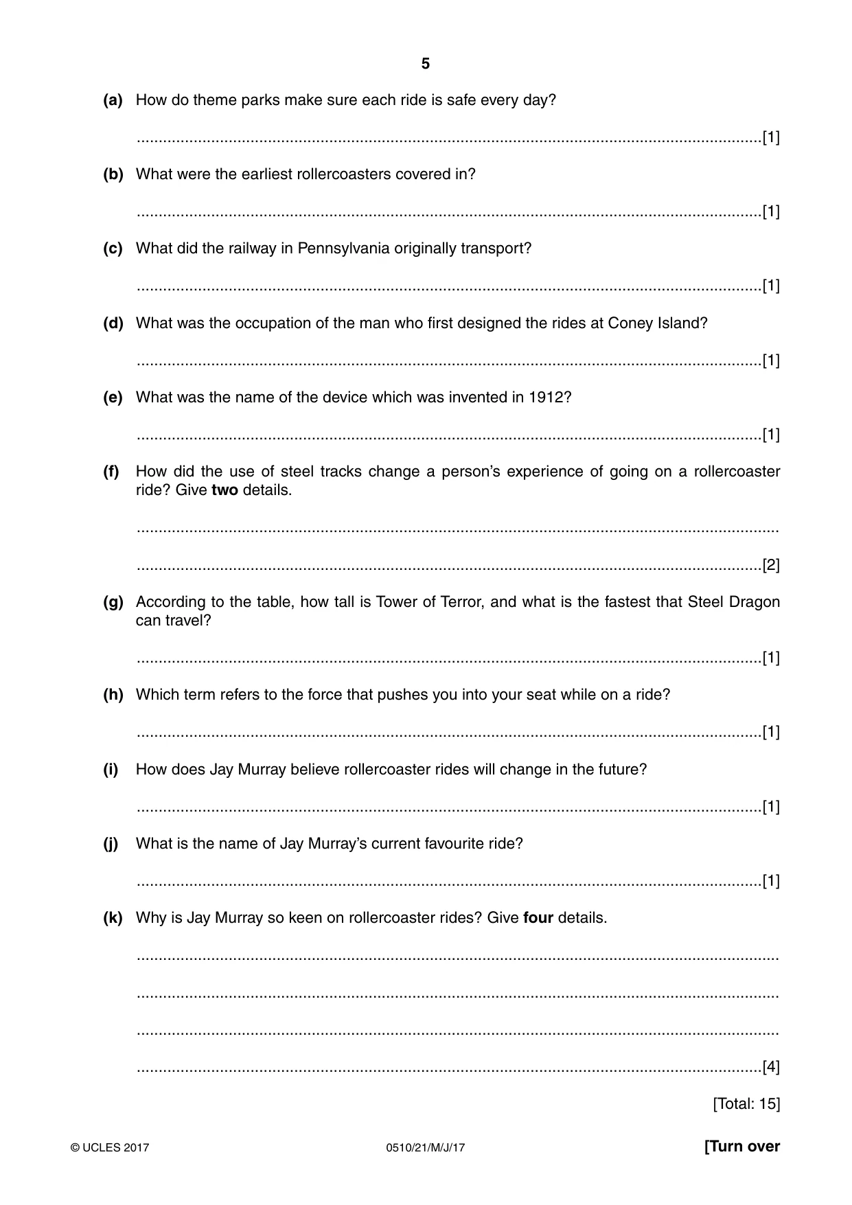 Cambridge IGCSE English - Second Language (oral endorsement) 0510 2017 May/June Paper 2 · Variant 1 question paper, page 5 of 16