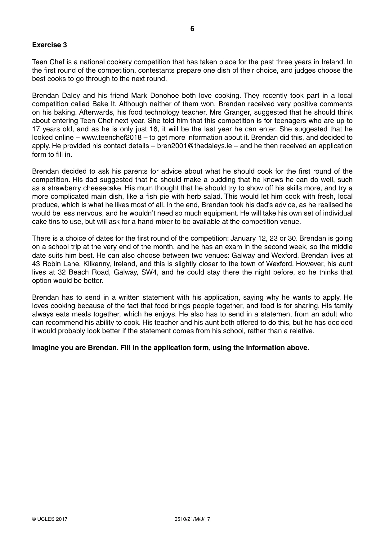 Cambridge IGCSE English - Second Language (oral endorsement) 0510 2017 May/June Paper 2 · Variant 1 question paper, page 6 of 16