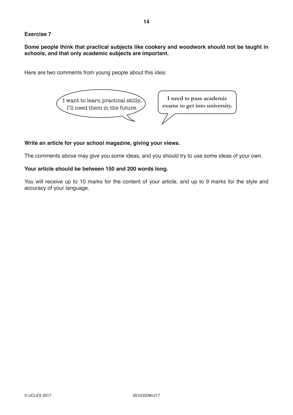 Cambridge IGCSE English - Second Language (oral endorsement) 0510 2017 May/June Paper 2 · Variant 2 question paper, page 14 of 16