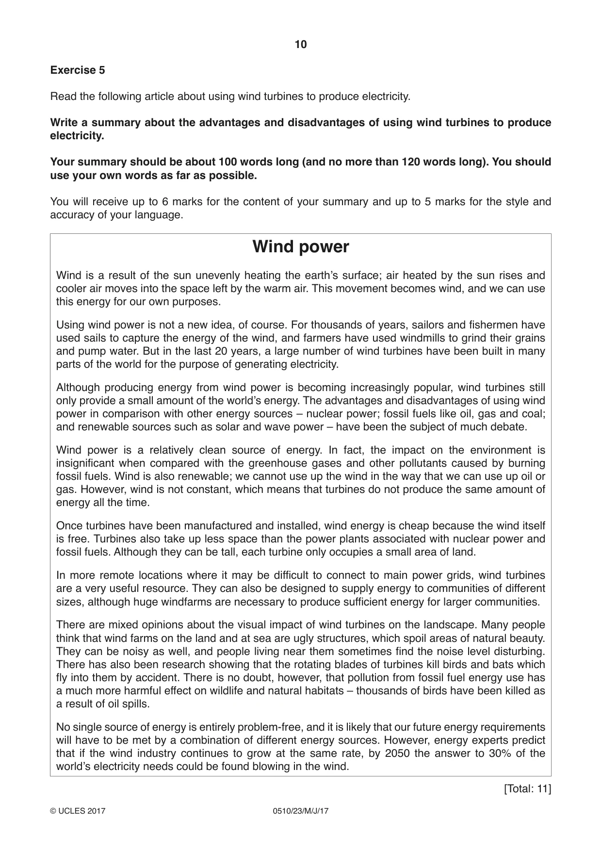 Cambridge IGCSE English - Second Language (oral endorsement) 0510 2017 May/June Paper 2 · Variant 3 question paper, page 10 of 16