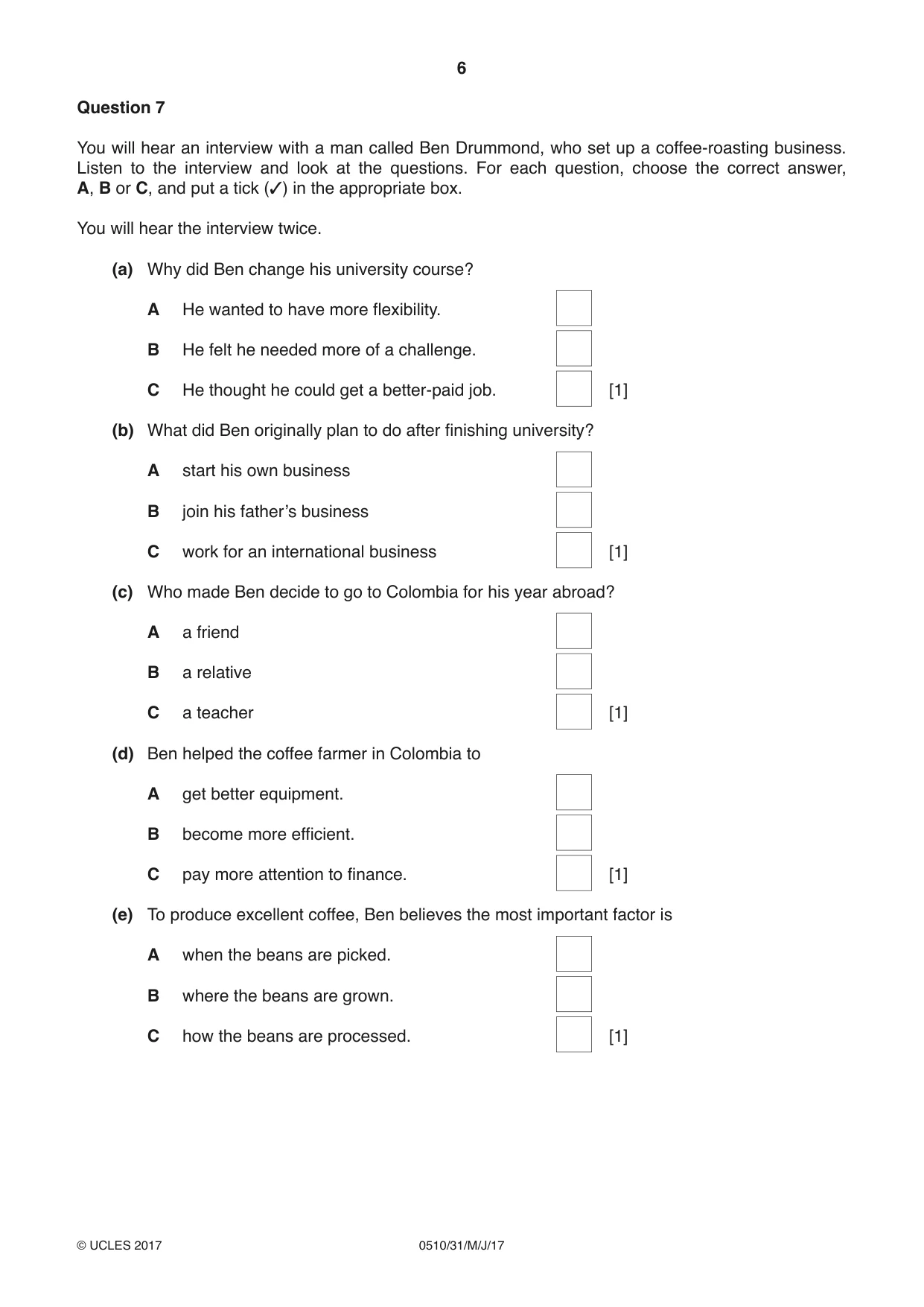 Cambridge IGCSE English - Second Language (oral endorsement) 0510 2017 May/June Paper 3 · Variant 1 question paper, page 6 of 8