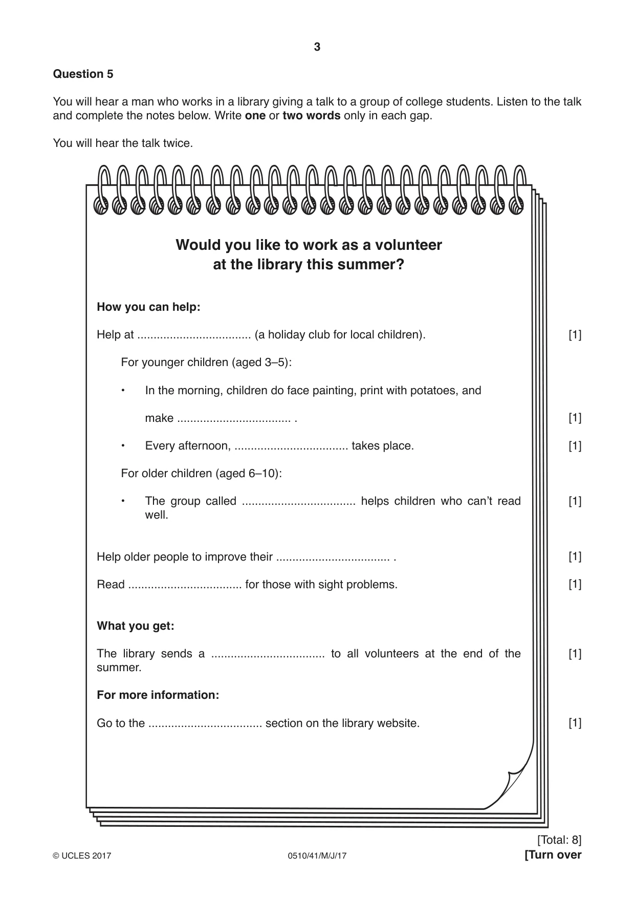 Cambridge IGCSE English - Second Language (oral endorsement) 0510 2017 May/June Paper 4 · Variant 1 question paper, page 3 of 12