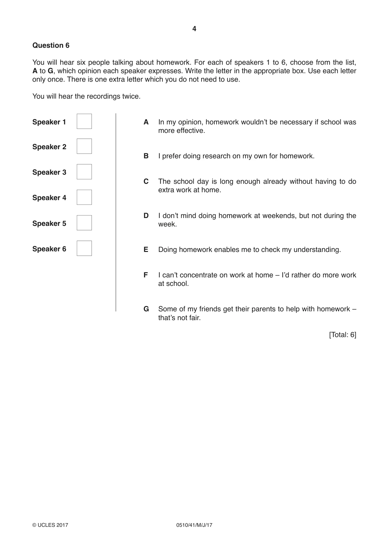 Cambridge IGCSE English - Second Language (oral endorsement) 0510 2017 May/June Paper 4 · Variant 1 question paper, page 4 of 12