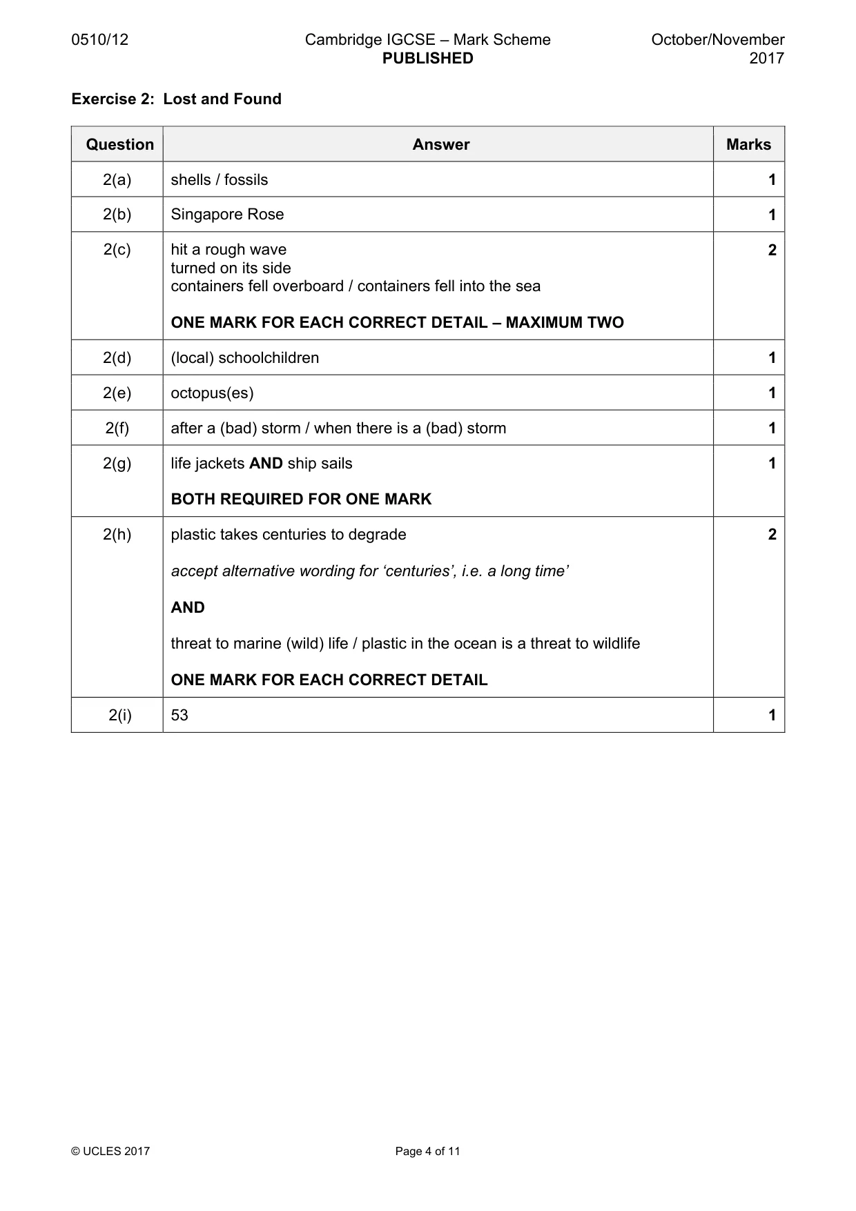 Mark scheme, page 4 of 11