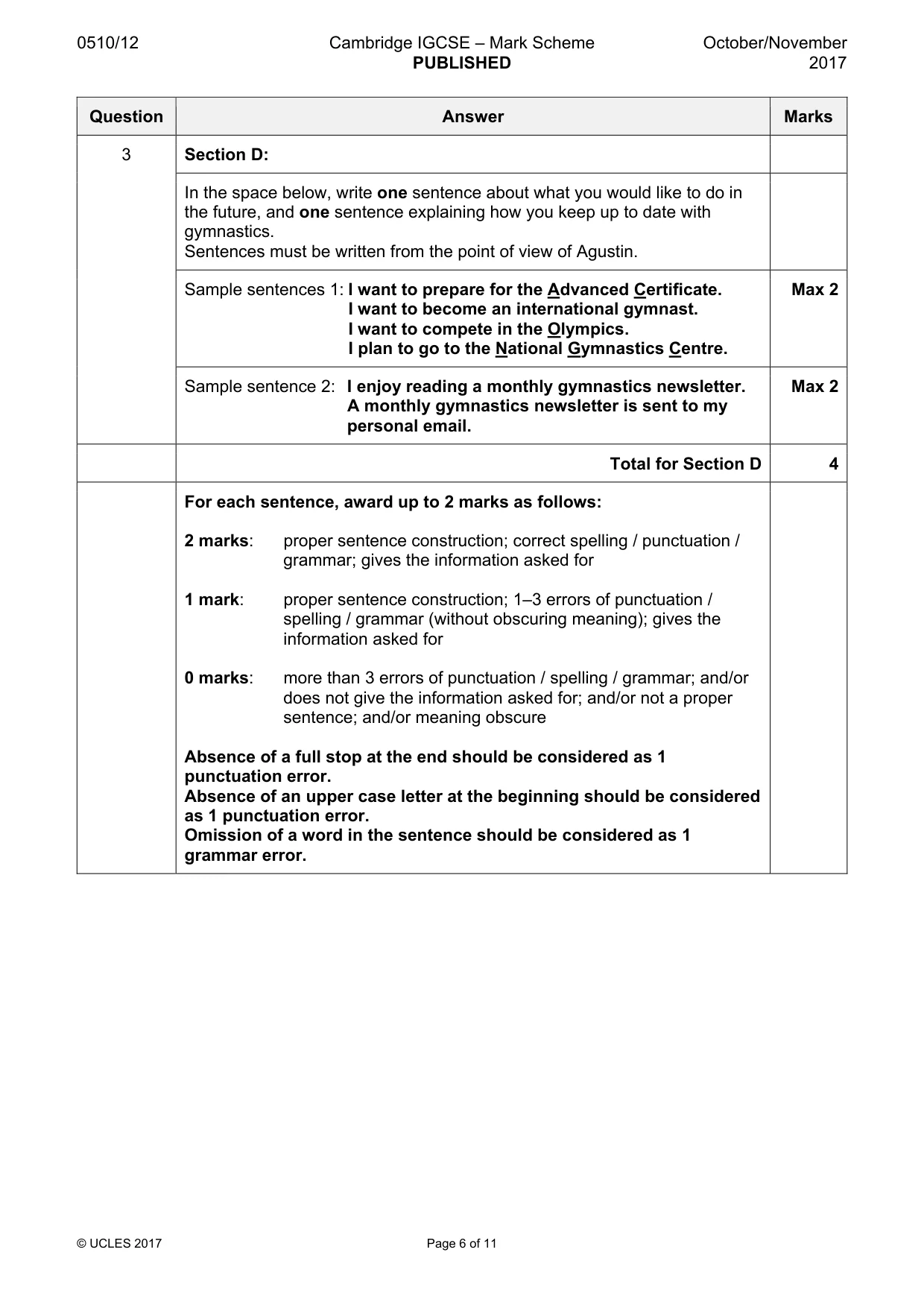 Mark scheme, page 6 of 11