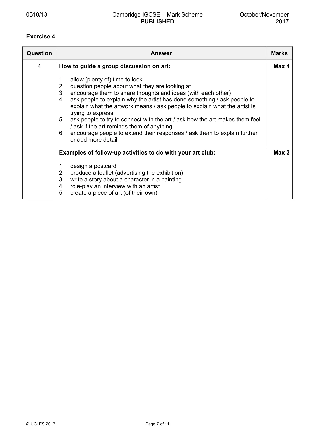 Mark scheme, page 7 of 11