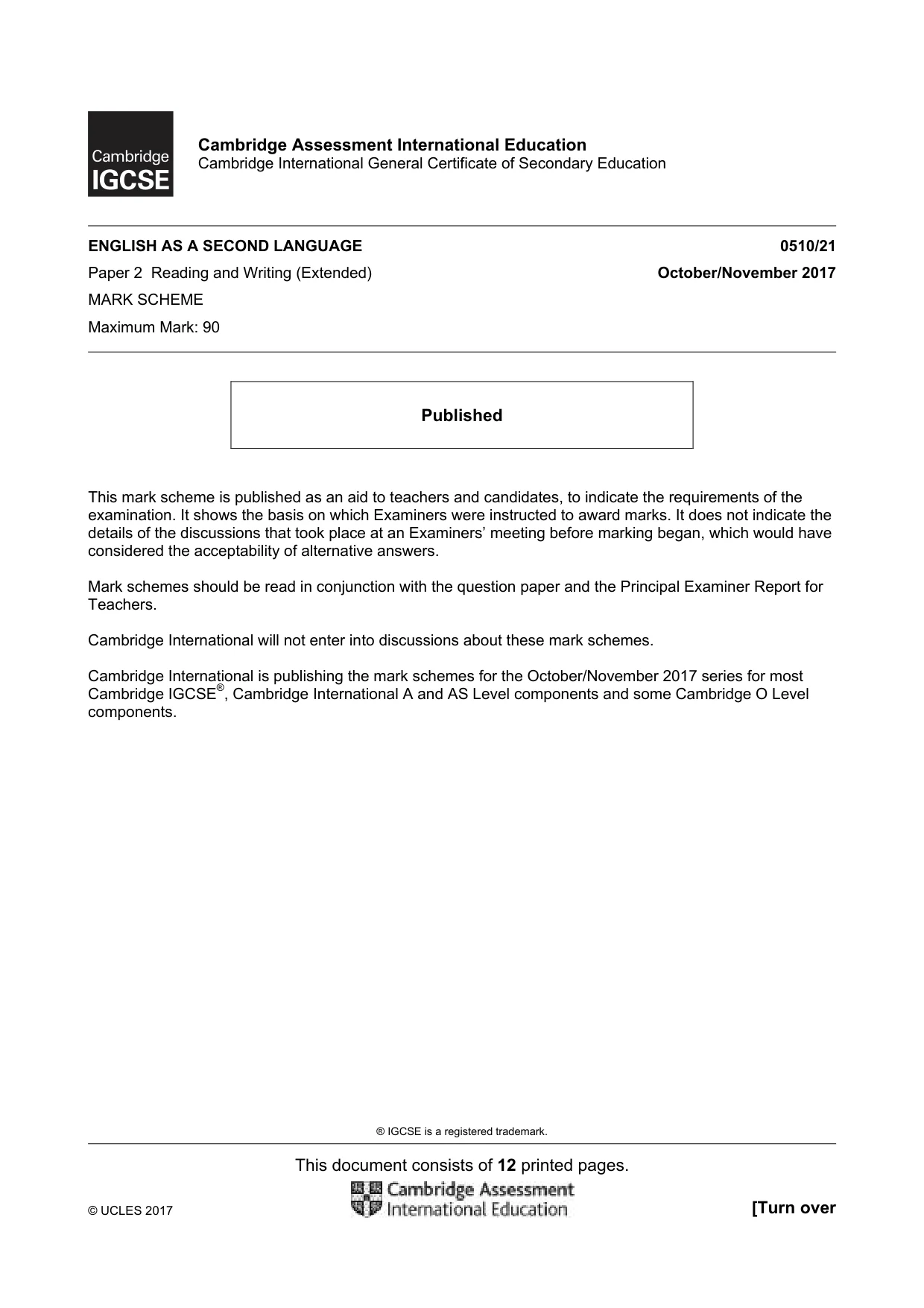 Mark scheme, page 1 of 12