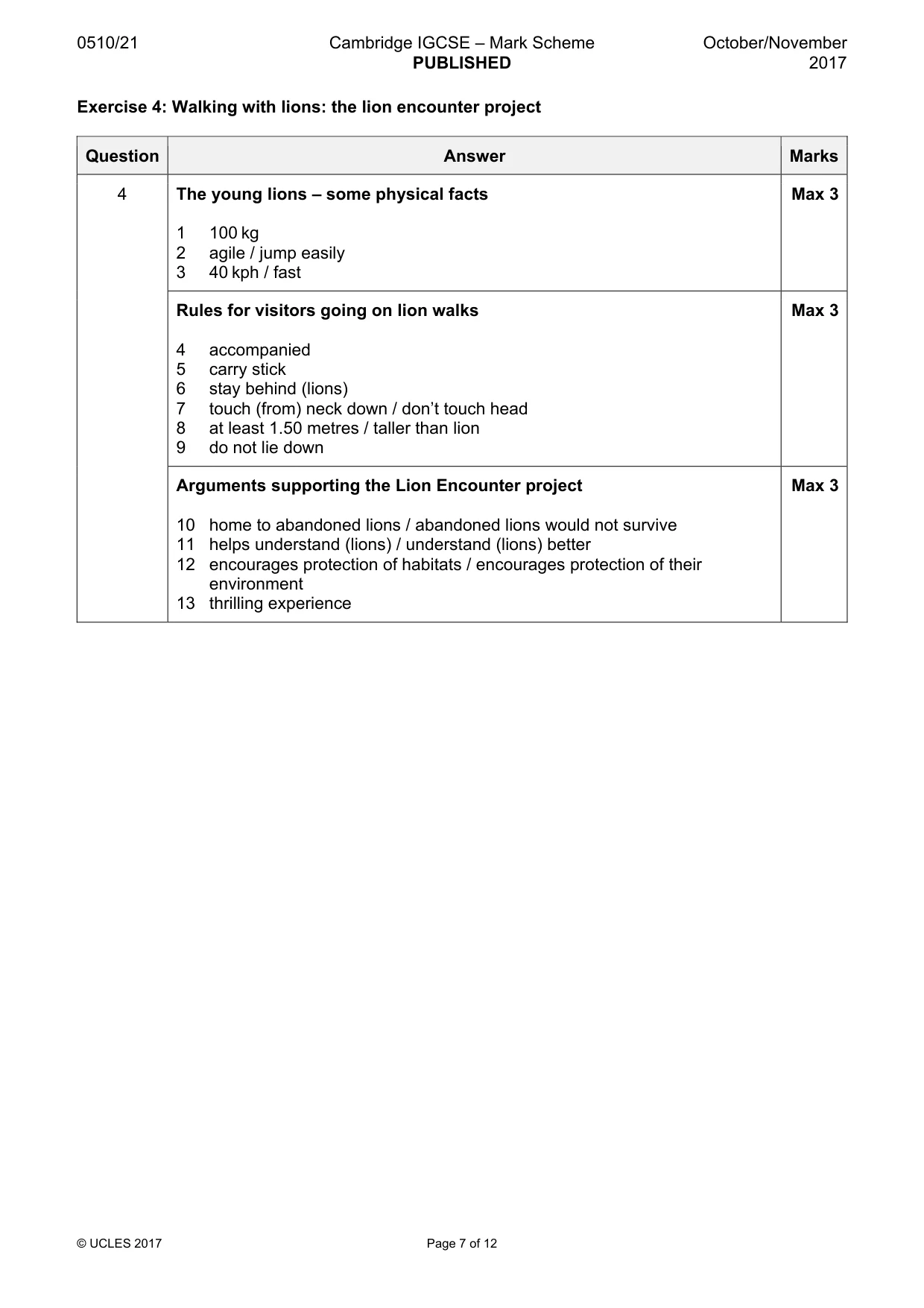 Mark scheme, page 7 of 12