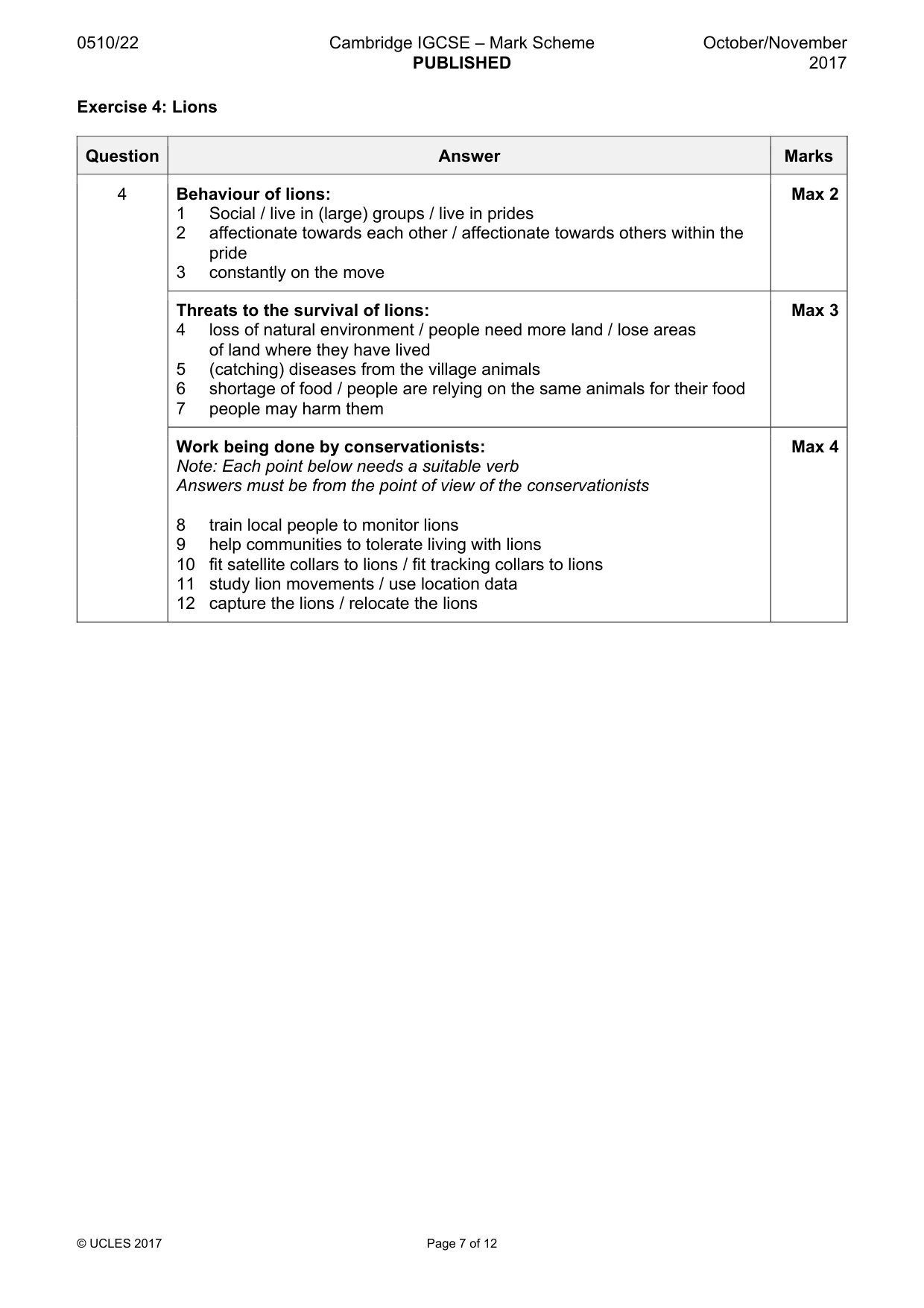 Mark scheme, page 7 of 12