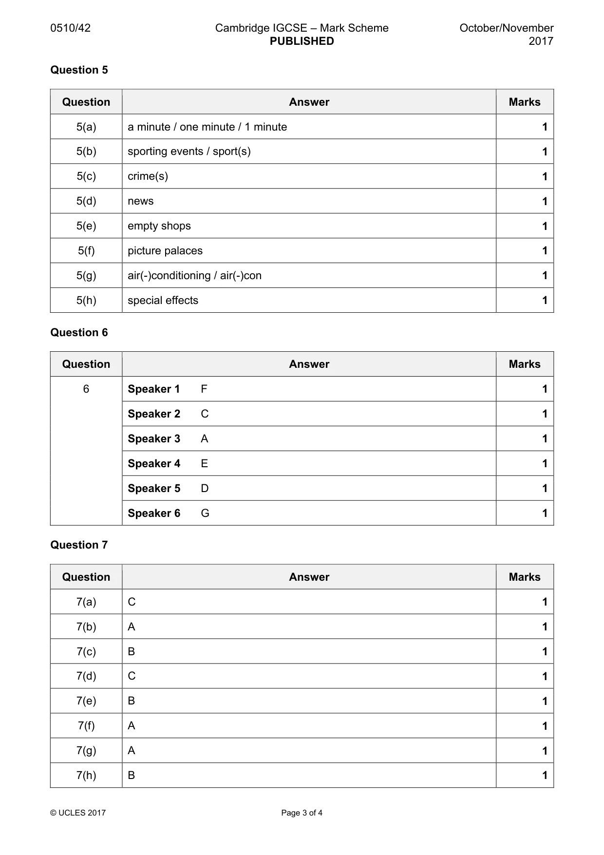 Mark scheme, page 3 of 4