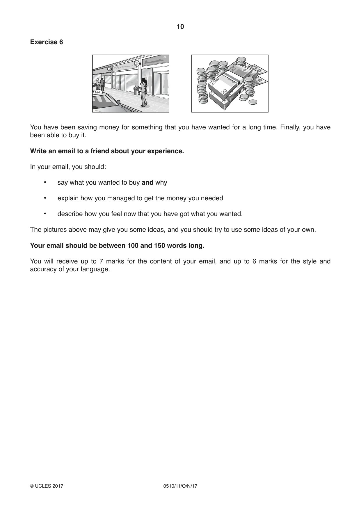Cambridge IGCSE English - Second Language (oral endorsement) 0510 2017 Oct/Nov Paper 1 · Variant 1 question paper, page 10 of 16