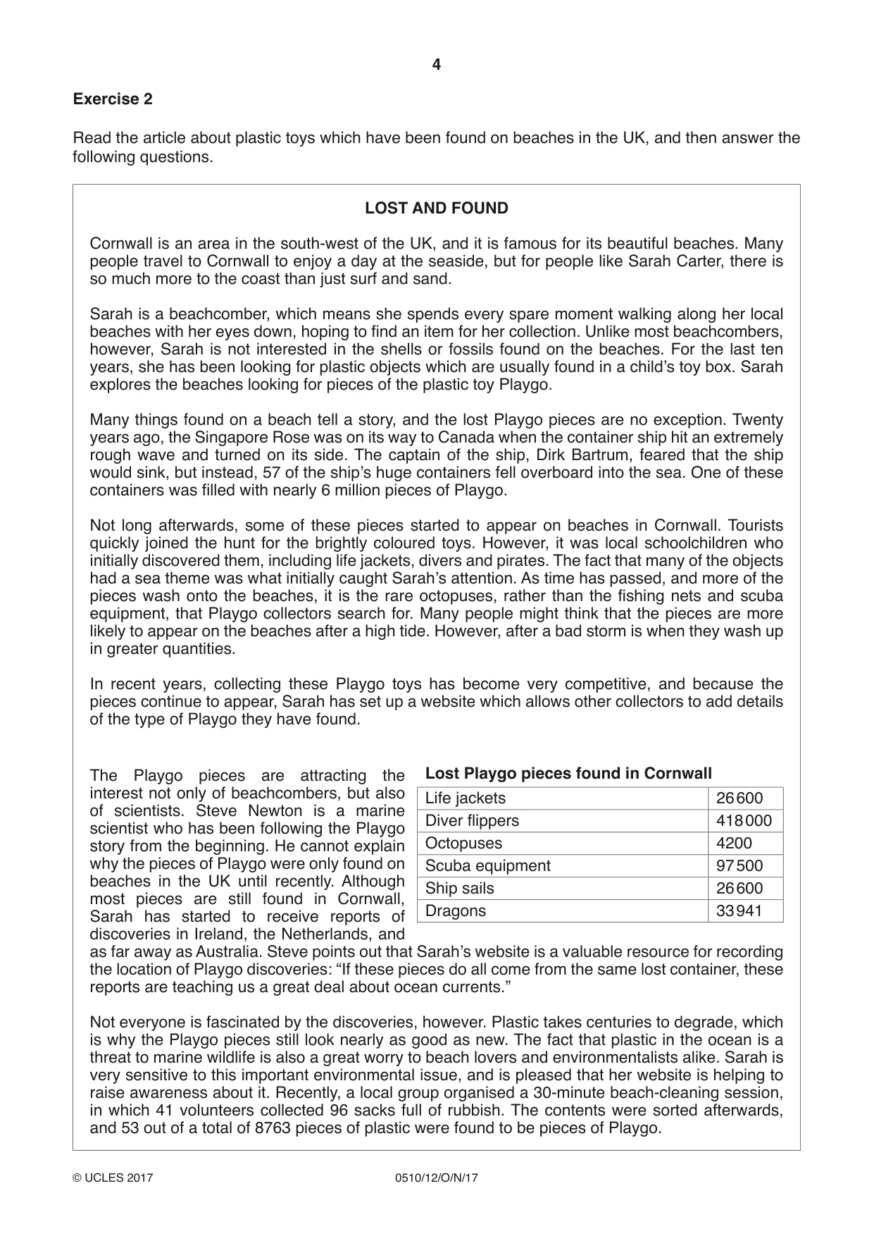 Cambridge IGCSE English - Second Language (oral endorsement) 0510 2017 Oct/Nov Paper 1 · Variant 2 question paper, page 4 of 16
