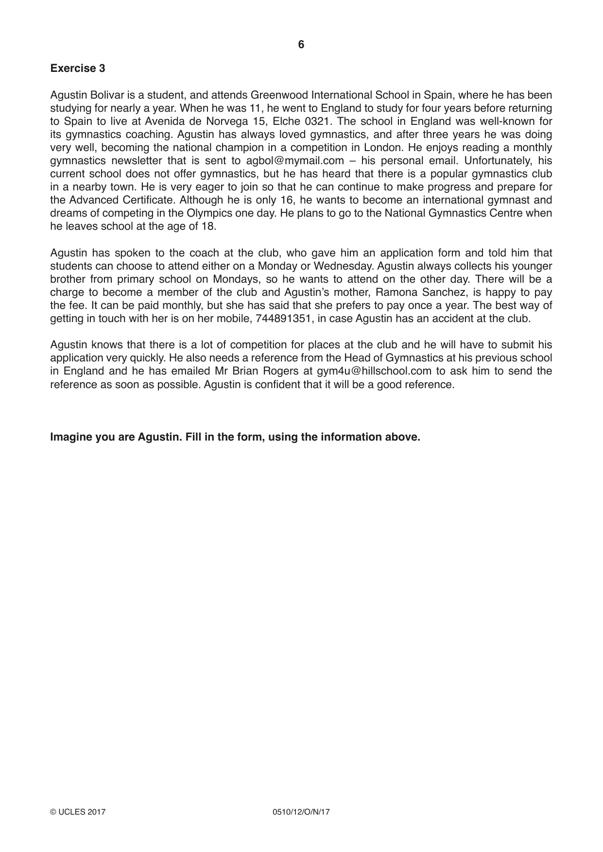 Cambridge IGCSE English - Second Language (oral endorsement) 0510 2017 Oct/Nov Paper 1 · Variant 2 question paper, page 6 of 16