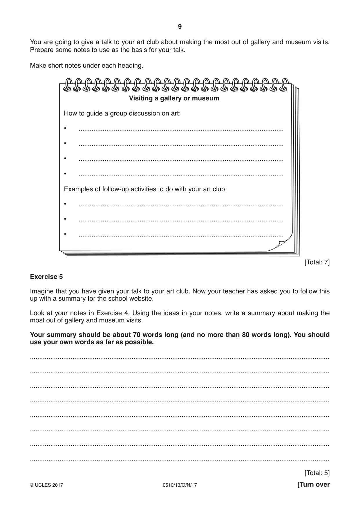 Cambridge IGCSE English - Second Language (oral endorsement) 0510 2017 Oct/Nov Paper 1 · Variant 3 question paper, page 9 of 16
