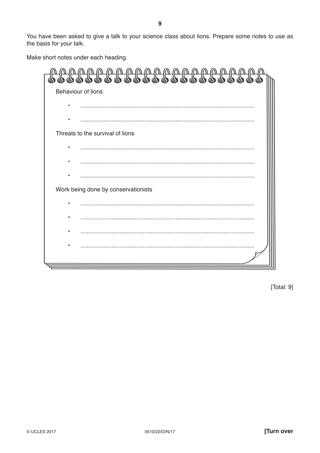 Cambridge IGCSE English - Second Language (oral endorsement) 0510 2017 Oct/Nov Paper 2 · Variant 2 question paper, page 9 of 16