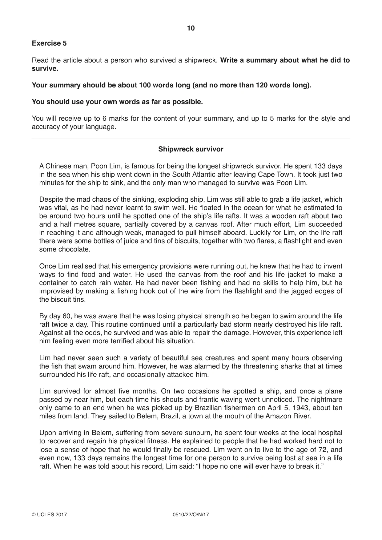 Cambridge IGCSE English - Second Language (oral endorsement) 0510 2017 Oct/Nov Paper 2 · Variant 2 question paper, page 10 of 16