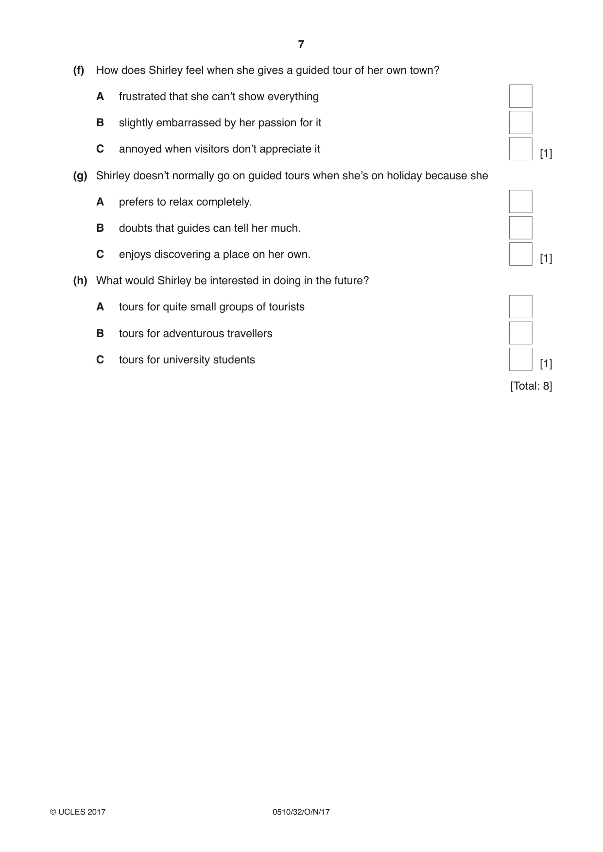 Cambridge IGCSE English - Second Language (oral endorsement) 0510 2017 Oct/Nov Paper 3 · Variant 2 question paper, page 7 of 8