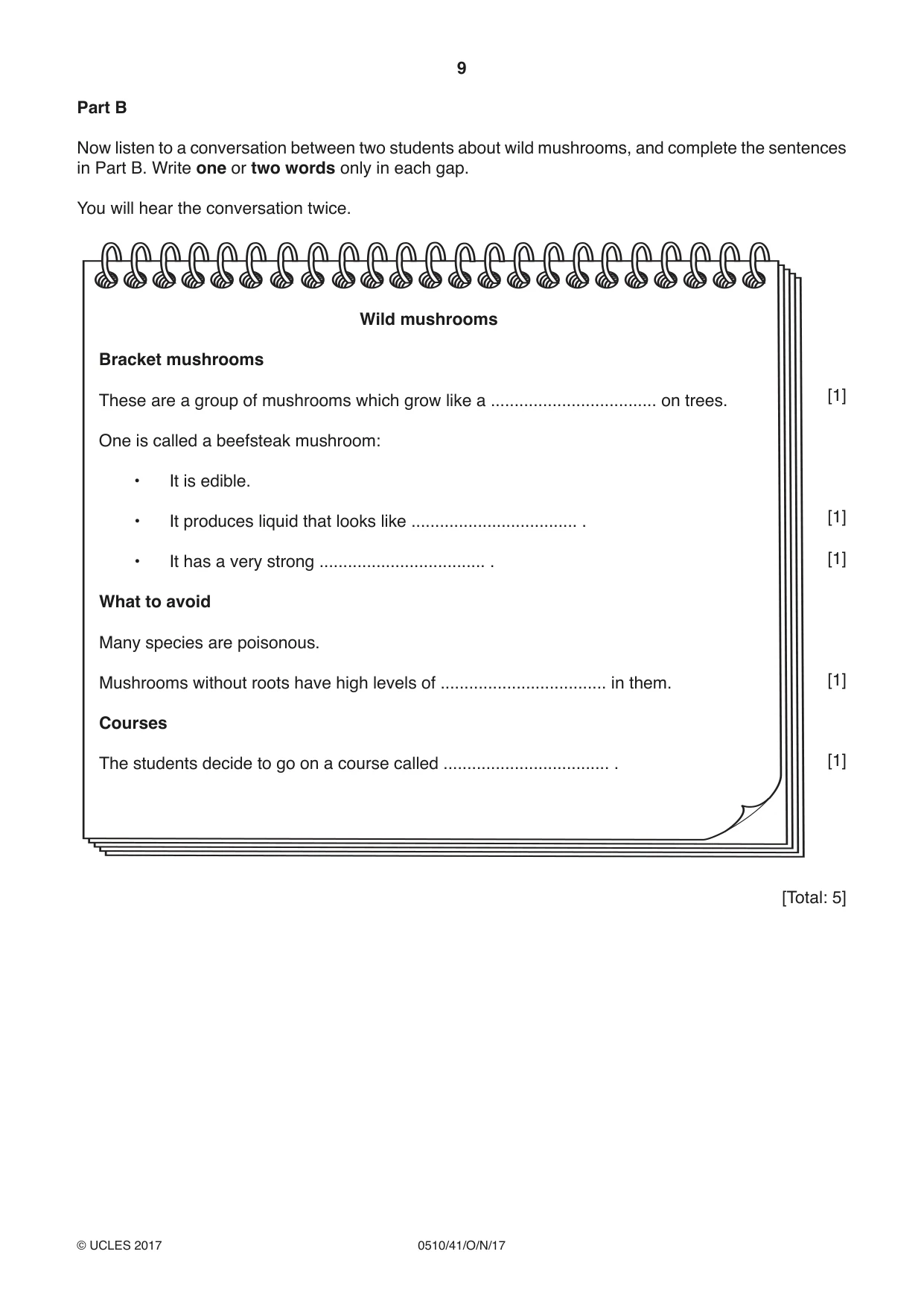 Cambridge IGCSE English - Second Language (oral endorsement) 0510 2017 Oct/Nov Paper 4 · Variant 1 question paper, page 9 of 12