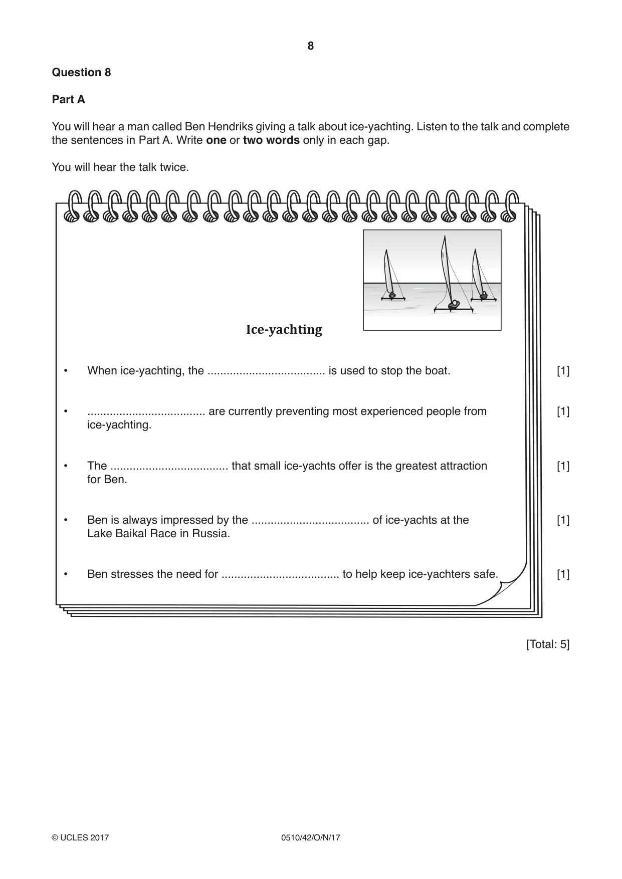 Cambridge IGCSE English - Second Language (oral endorsement) 0510 2017 Oct/Nov Paper 4 · Variant 2 question paper, page 8 of 12
