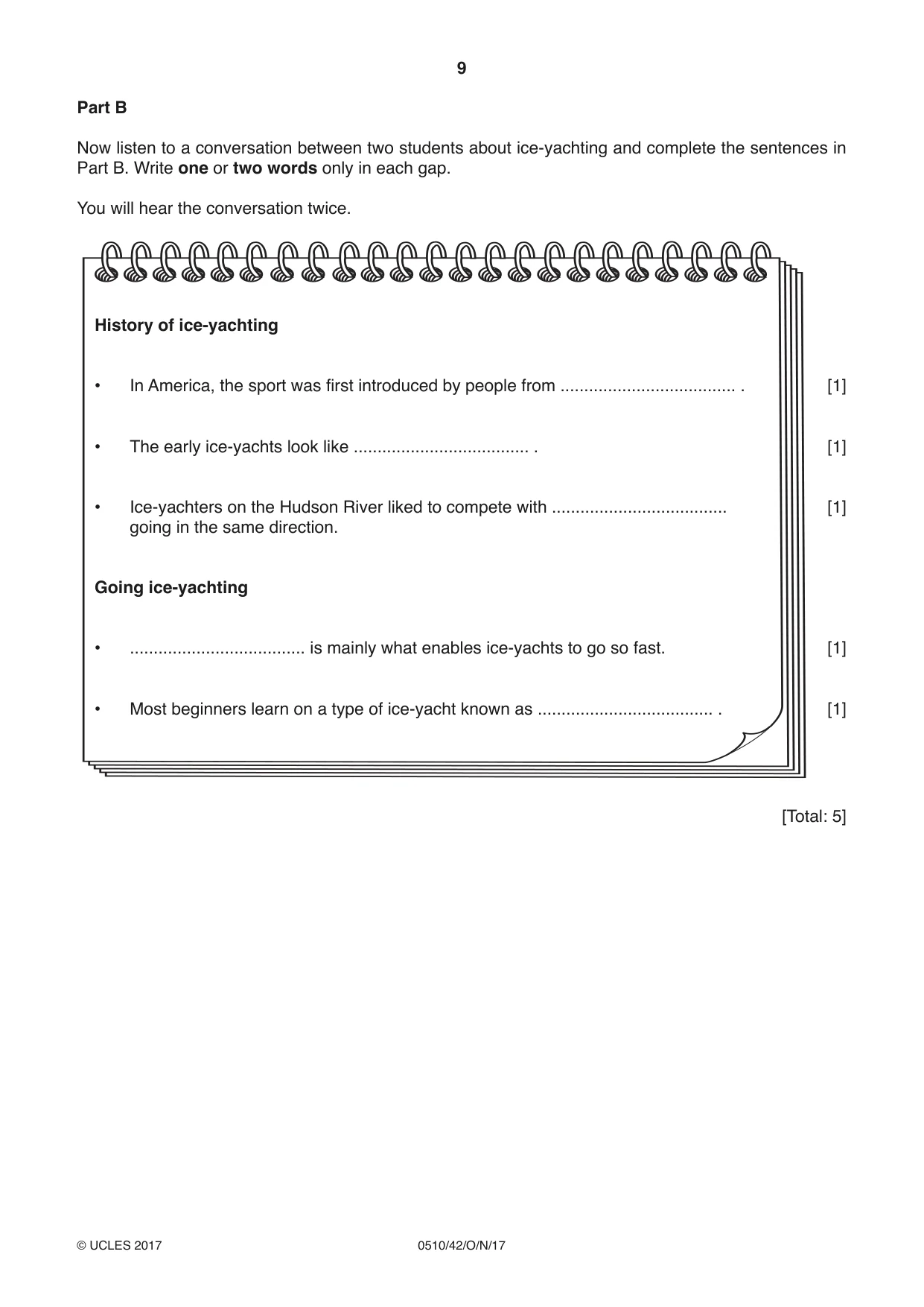 Cambridge IGCSE English - Second Language (oral endorsement) 0510 2017 Oct/Nov Paper 4 · Variant 2 question paper, page 9 of 12