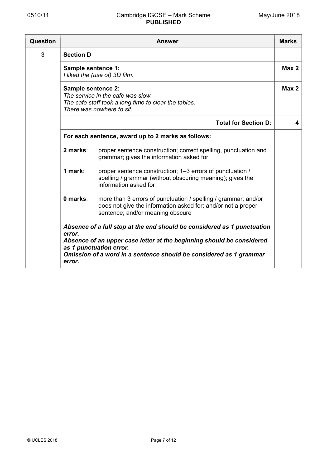 Mark scheme, page 7 of 12