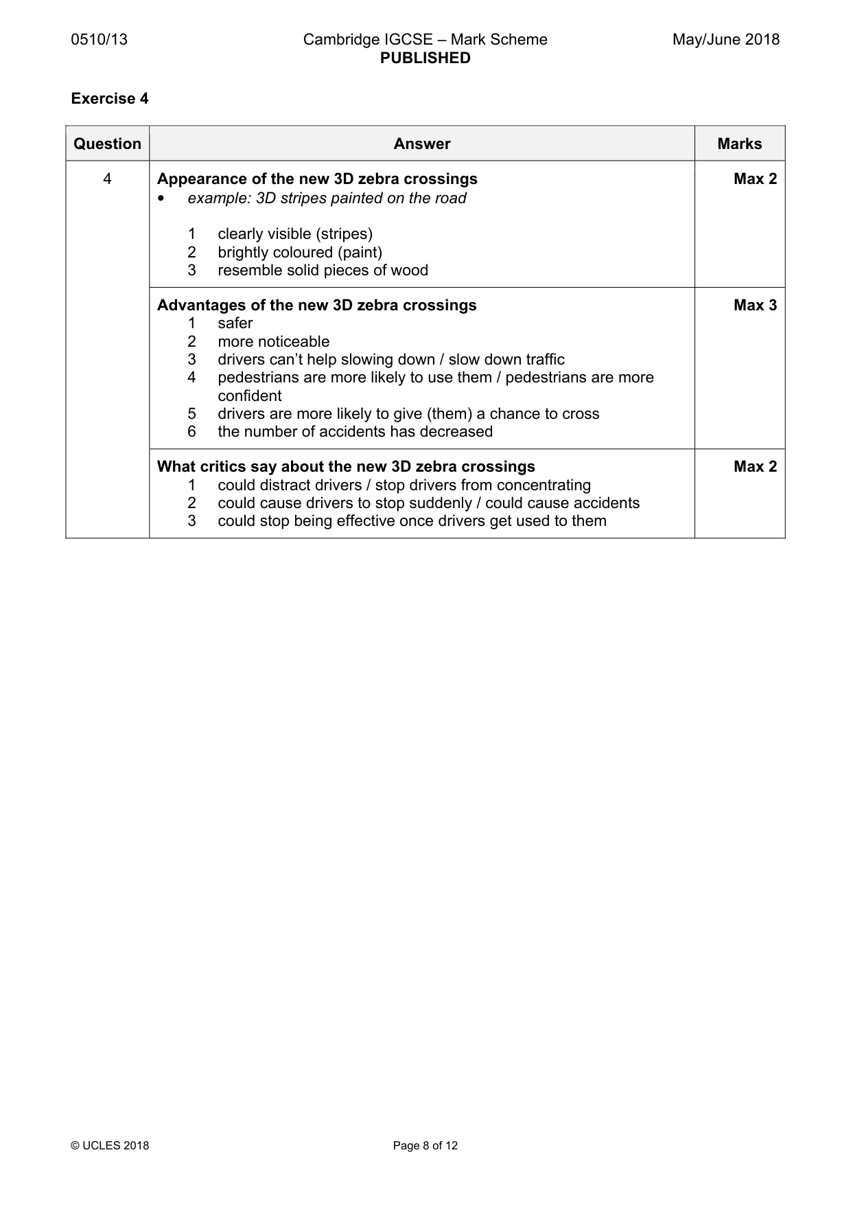 Mark scheme, page 8 of 12