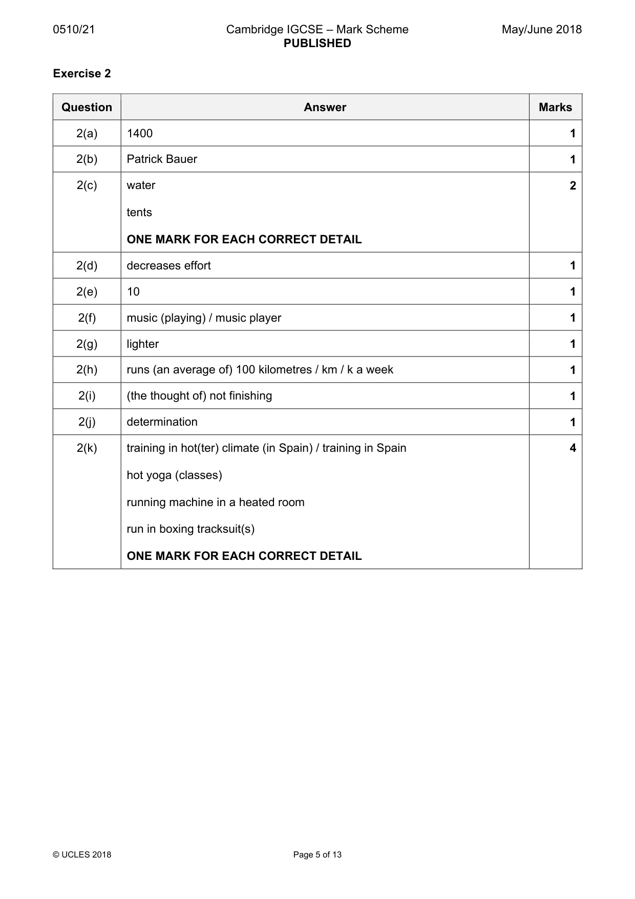 Mark scheme, page 5 of 13