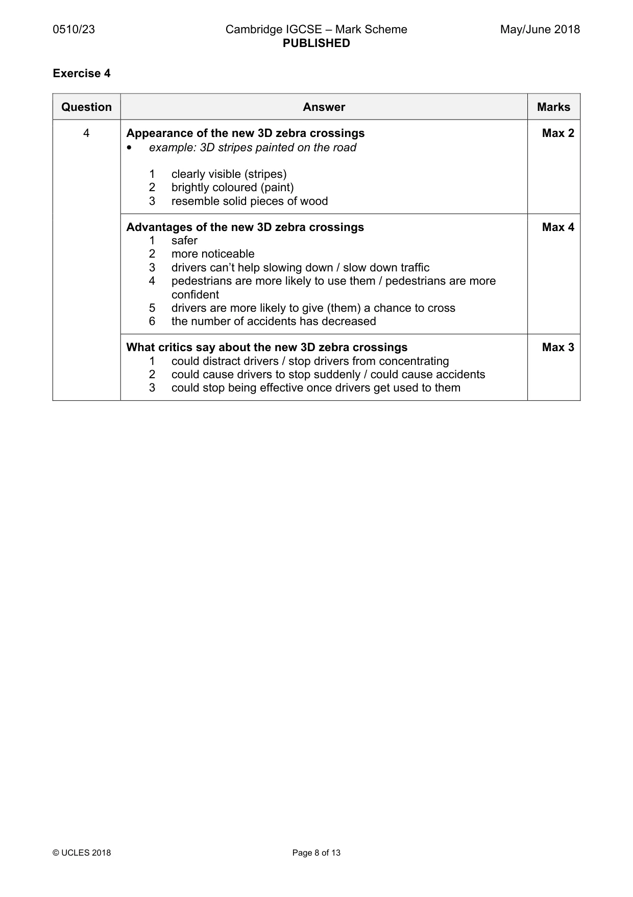 Mark scheme, page 8 of 13