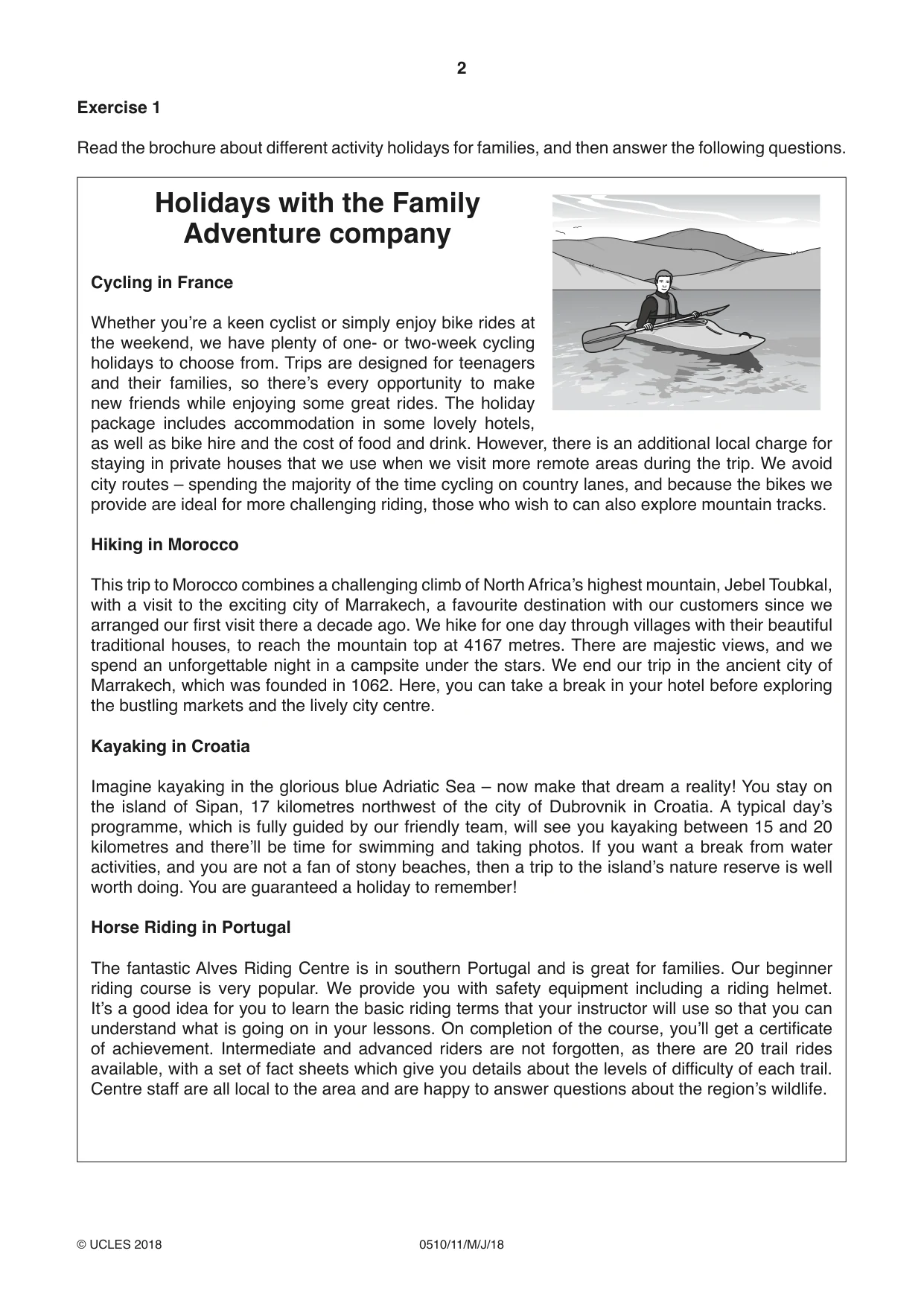 Cambridge IGCSE English - Second Language (oral endorsement) 0510 2018 May/June Paper 1 · Variant 1 question paper, page 2 of 16