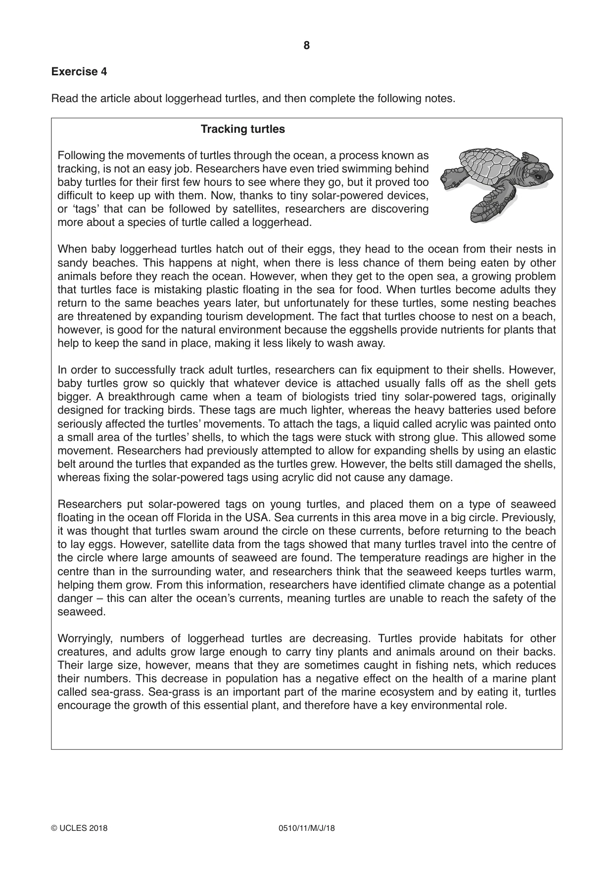 Cambridge IGCSE English - Second Language (oral endorsement) 0510 2018 May/June Paper 1 · Variant 1 question paper, page 8 of 16