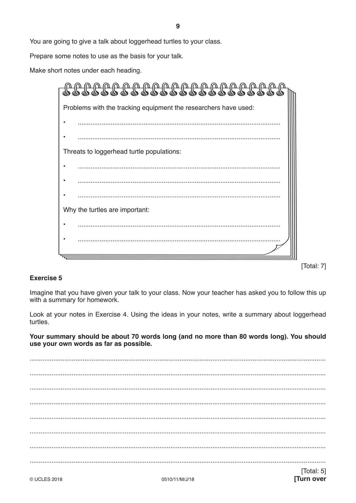 Cambridge IGCSE English - Second Language (oral endorsement) 0510 2018 May/June Paper 1 · Variant 1 question paper, page 9 of 16