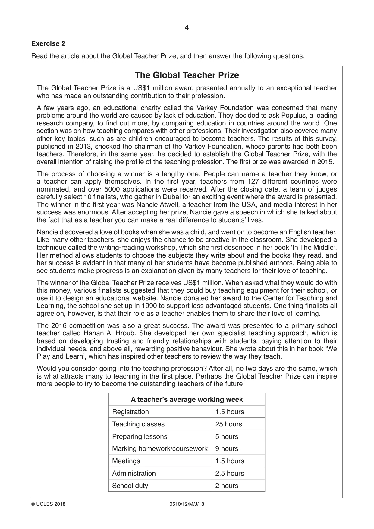 Cambridge IGCSE English - Second Language (oral endorsement) 0510 2018 May/June Paper 1 · Variant 2 question paper, page 4 of 16