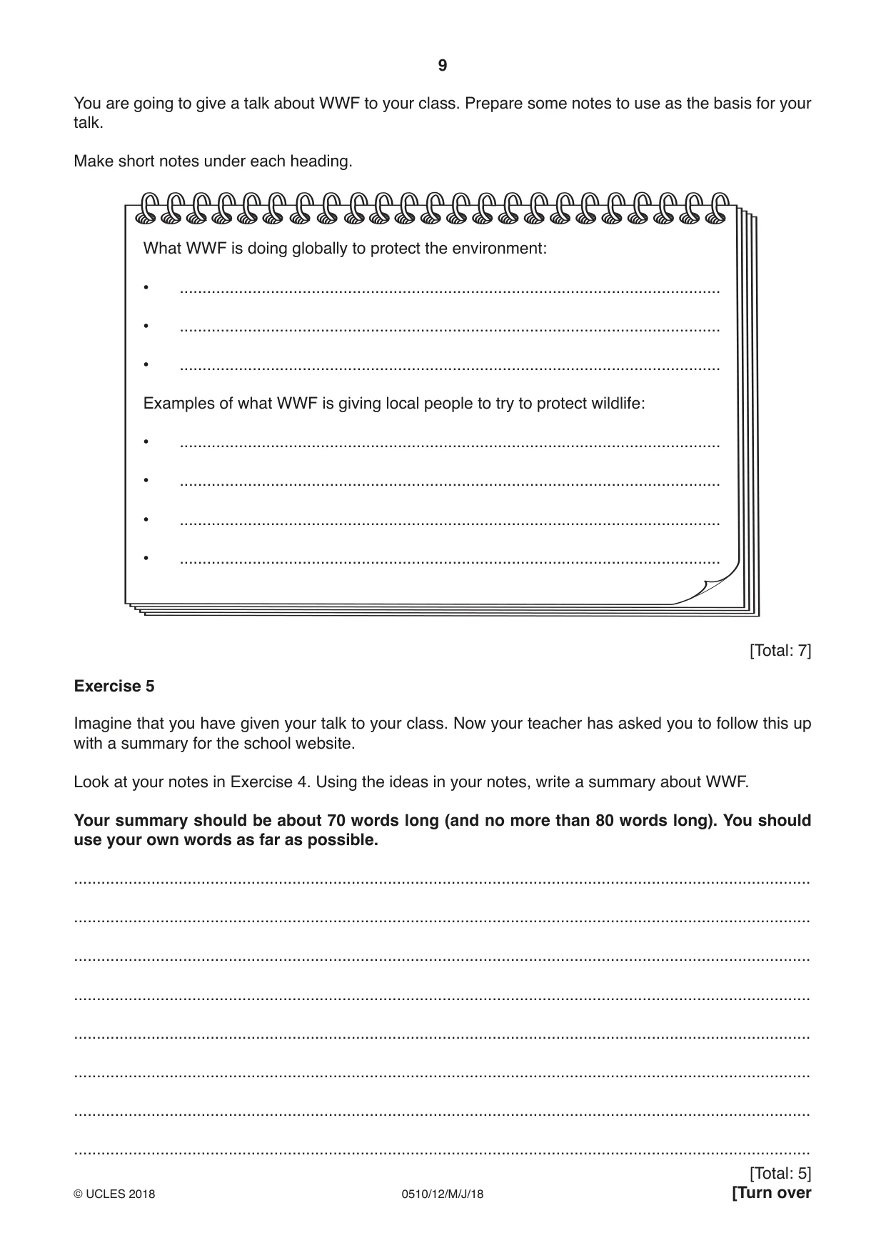 Cambridge IGCSE English - Second Language (oral endorsement) 0510 2018 May/June Paper 1 · Variant 2 question paper, page 9 of 16