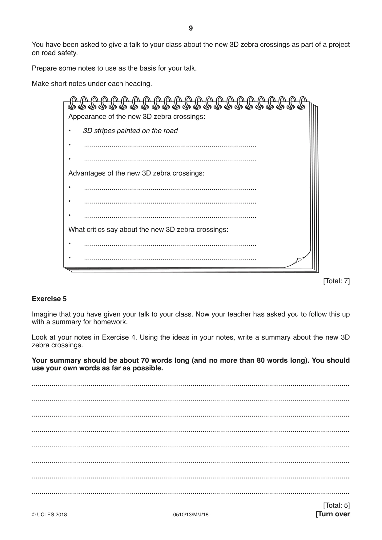 Cambridge IGCSE English - Second Language (oral endorsement) 0510 2018 May/June Paper 1 · Variant 3 question paper, page 9 of 16