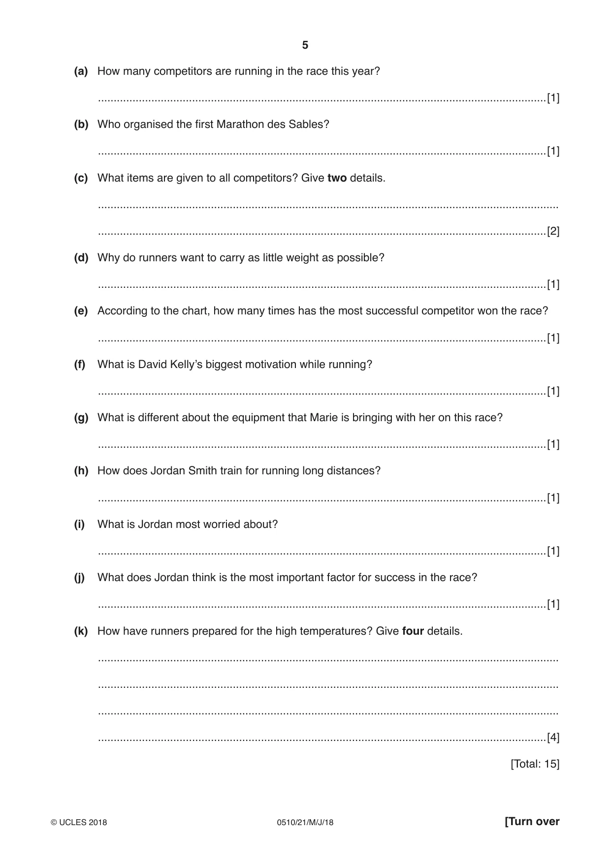 Cambridge IGCSE English - Second Language (oral endorsement) 0510 2018 May/June Paper 2 · Variant 1 question paper, page 5 of 16
