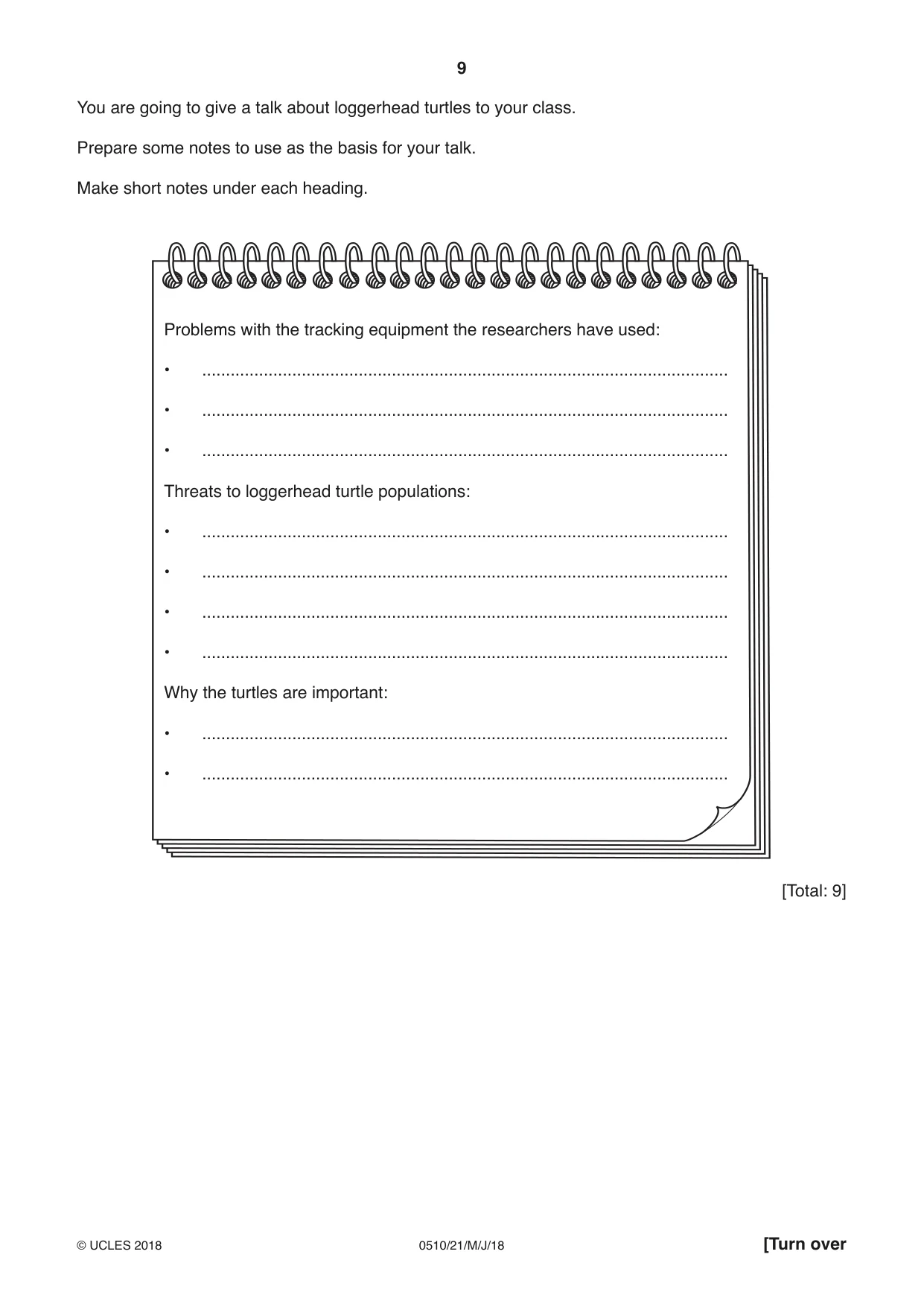 Cambridge IGCSE English - Second Language (oral endorsement) 0510 2018 May/June Paper 2 · Variant 1 question paper, page 9 of 16