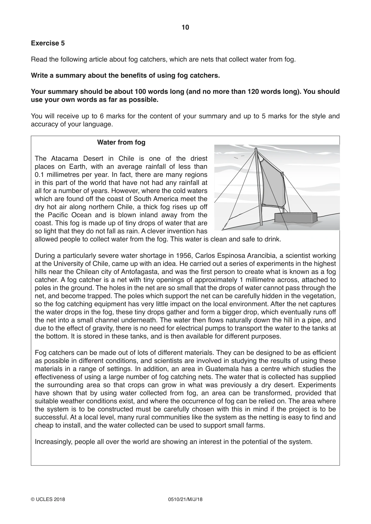 Cambridge IGCSE English - Second Language (oral endorsement) 0510 2018 May/June Paper 2 · Variant 1 question paper, page 10 of 16