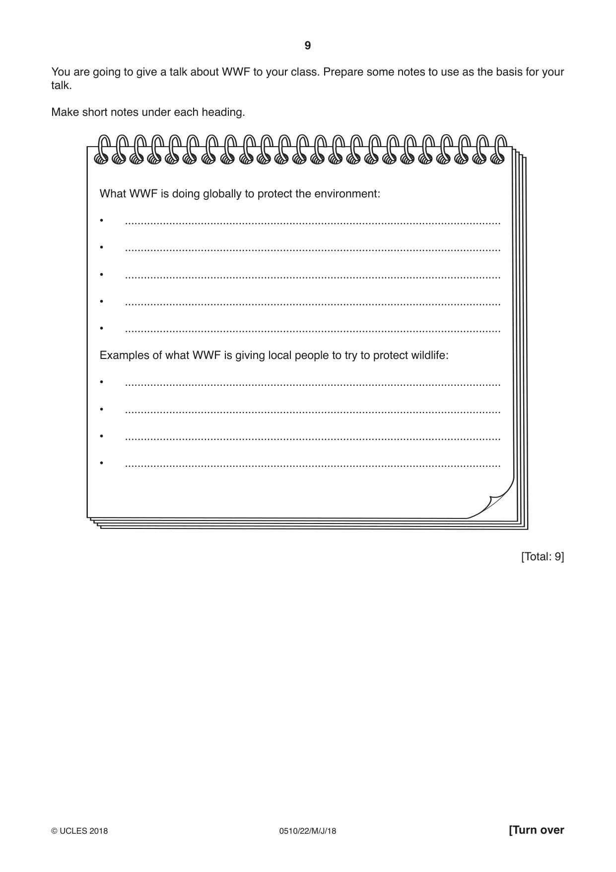 Cambridge IGCSE English - Second Language (oral endorsement) 0510 2018 May/June Paper 2 · Variant 2 question paper, page 9 of 16